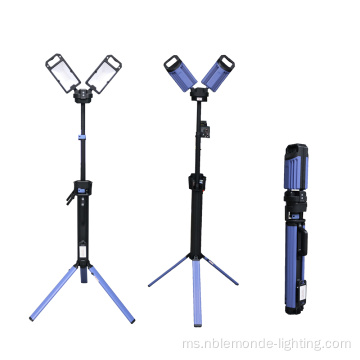 Lampu kerja Twin Head Cob yang boleh dicas semula Tripod kerja